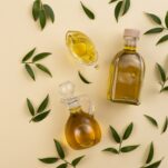 top-view-arrangement-with-olive-oil-leaves